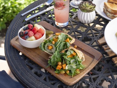Dining at La Quinta Resort & Club with fresh salads and fruit.