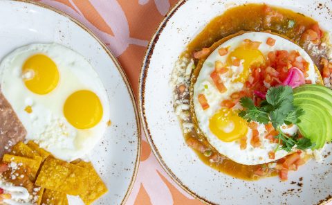 Bright breakfast with sunny-side-up eggs and fresh garnishes at La Quinta Resort & Club.