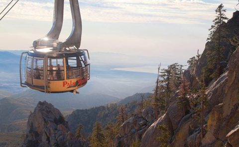 Cable car overlooking mountain landscape at La Quinta Resort & Club.