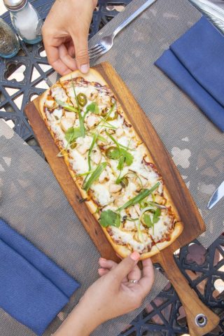 Delicious flatbread pizza with fresh toppings at La Quinta Resort.