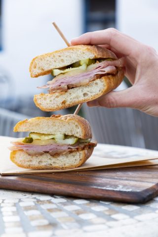 Delicious ham and pickle sandwich at The Marketplace.