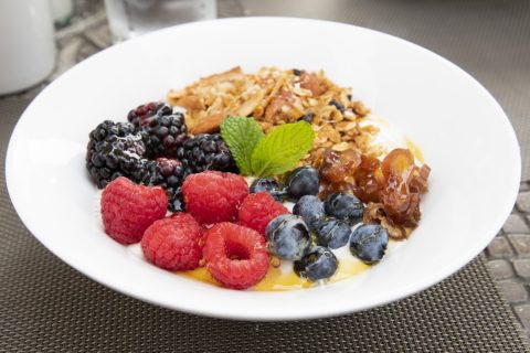 Fresh mixed berries with granola and mint at La Quinta Resort & Club.