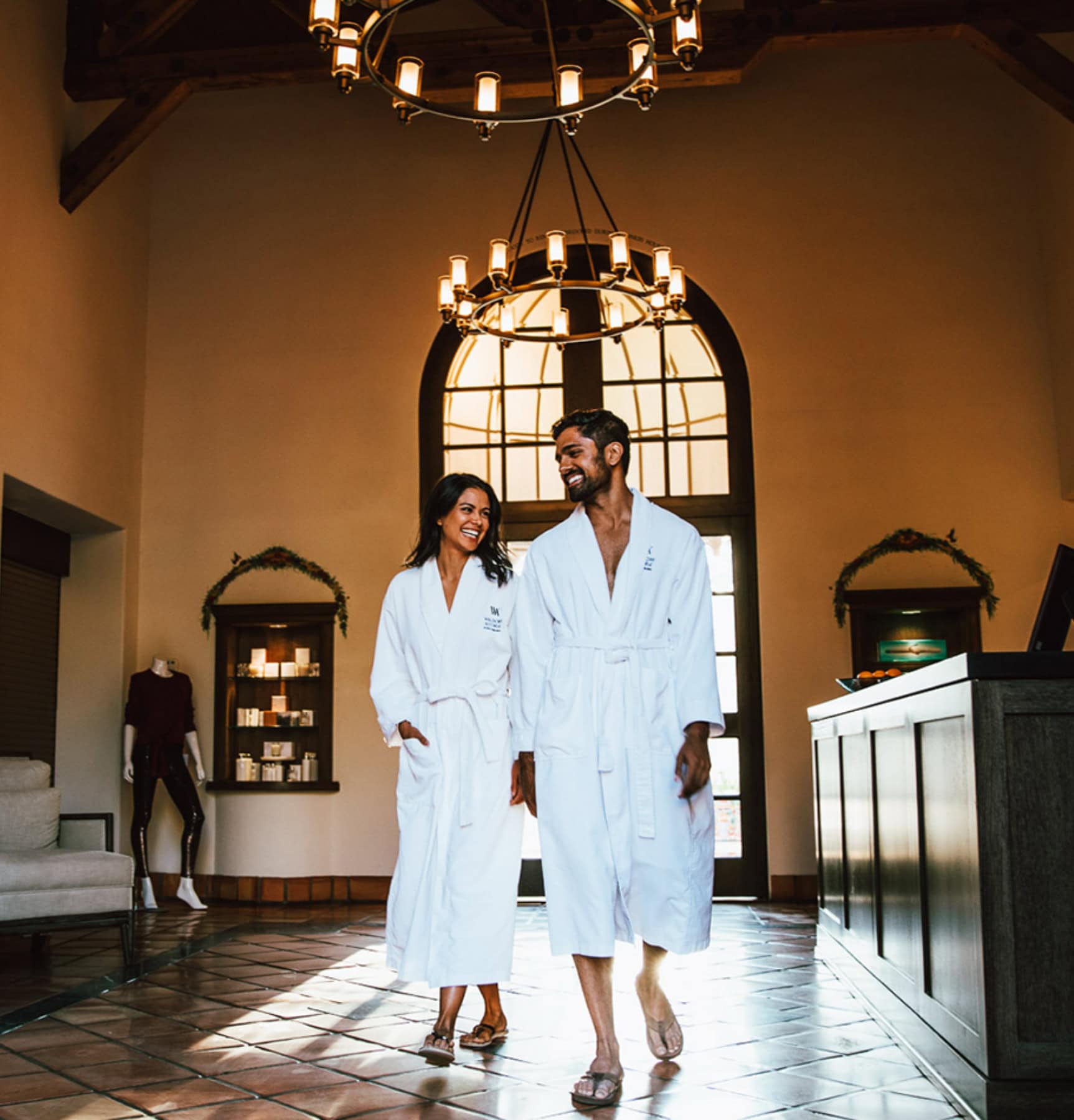 Relaxing spa guests enjoying treatments in luxurious robes at La Quinta Resort & Club.