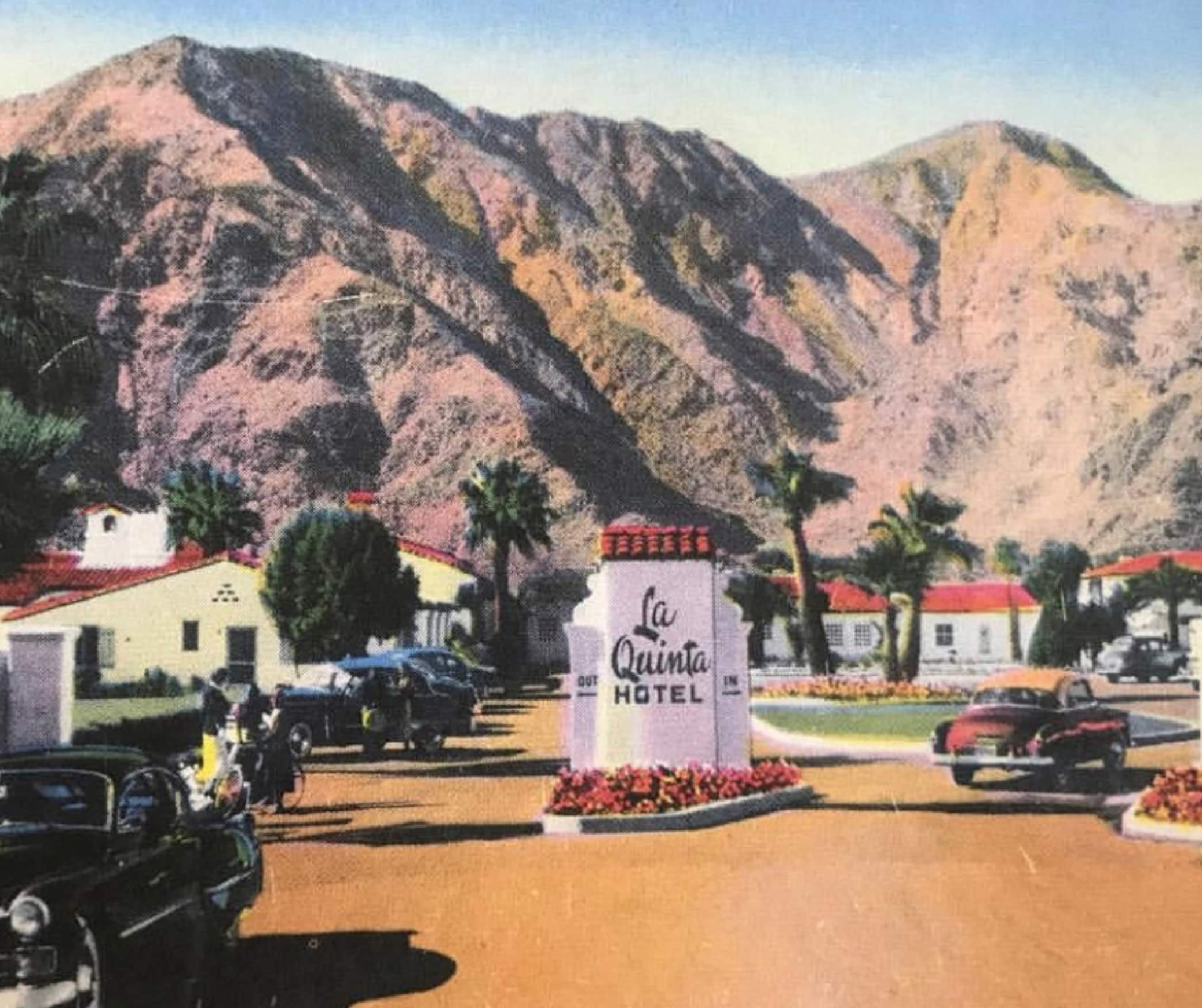 La Quinta Resort & Club entrance with mountains in the background.