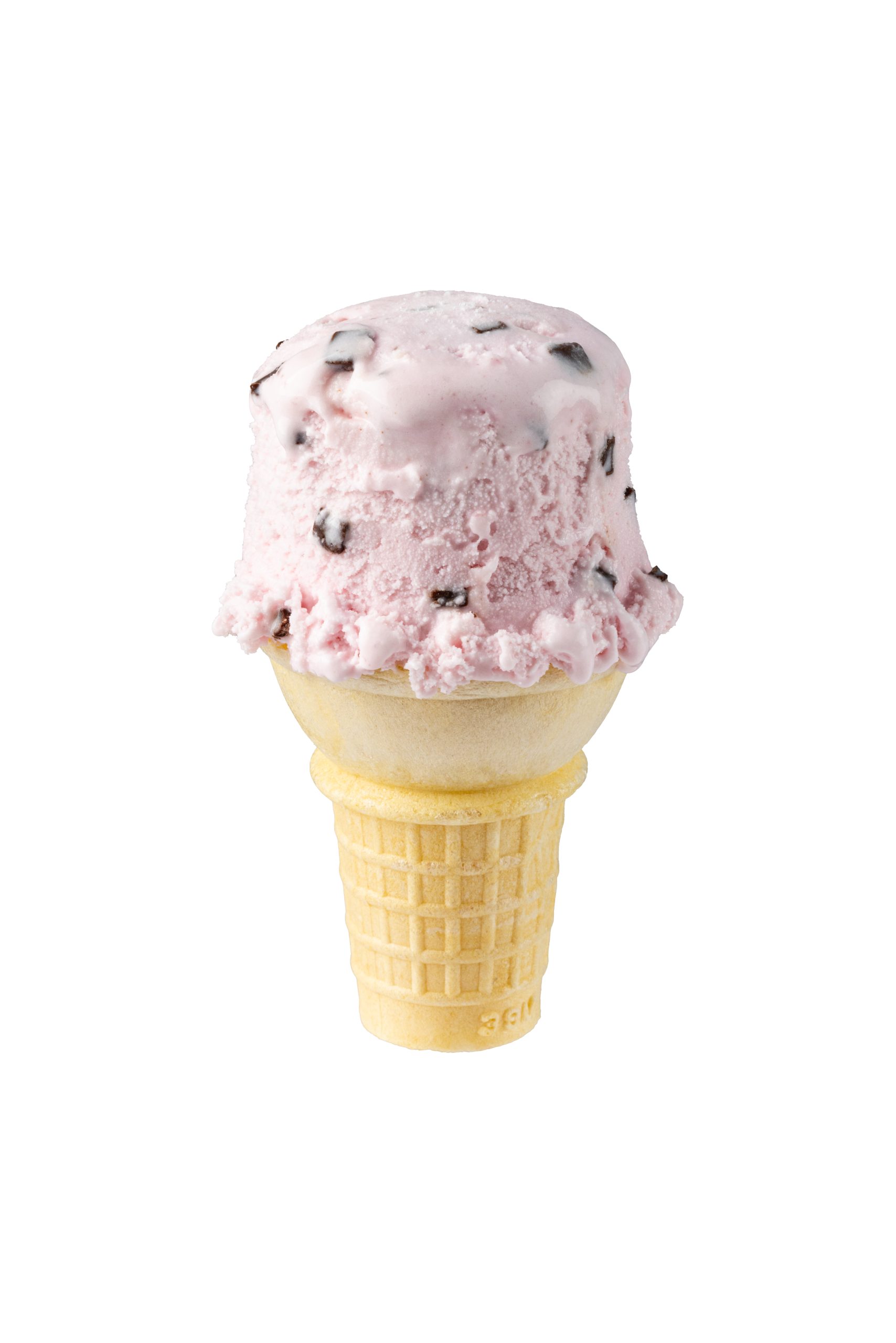 Ice cream cone with pink and chocolate chip ice cream, perfect for a sweet treat at La Quinta Resort.
