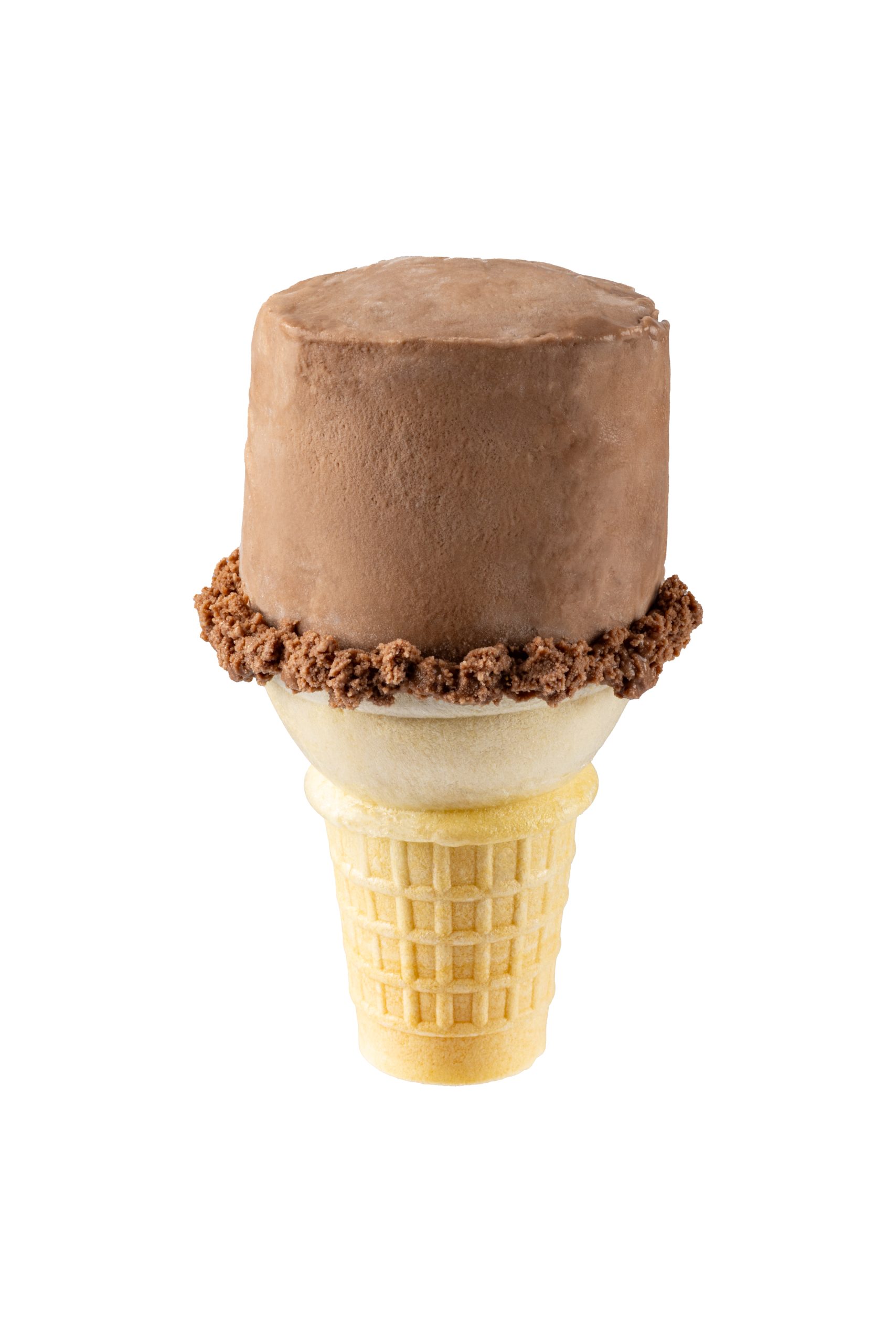Delicious chocolate ice cream in a waffle cone, perfect for a sweet treat.