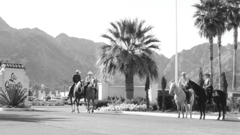 Horses riding at La Quinta Resort & Club with mountain views.