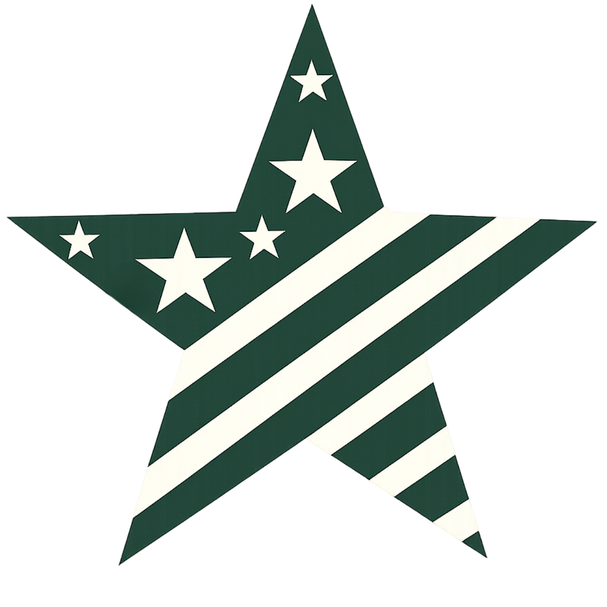 Star decorated with American flag-inspired stripes and stars.