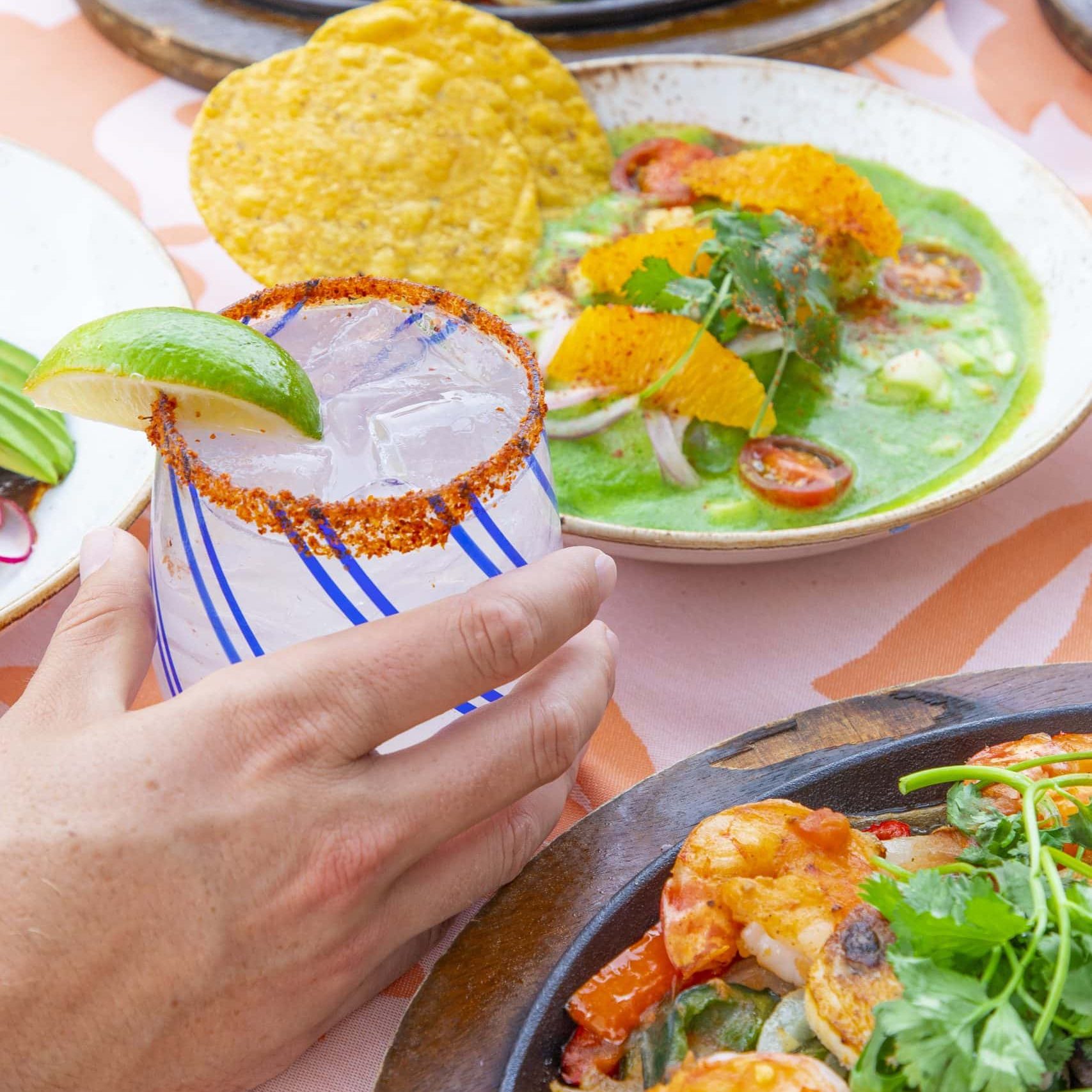 Mexican cuisine, seafood, and cocktails served in a vibrant setting.