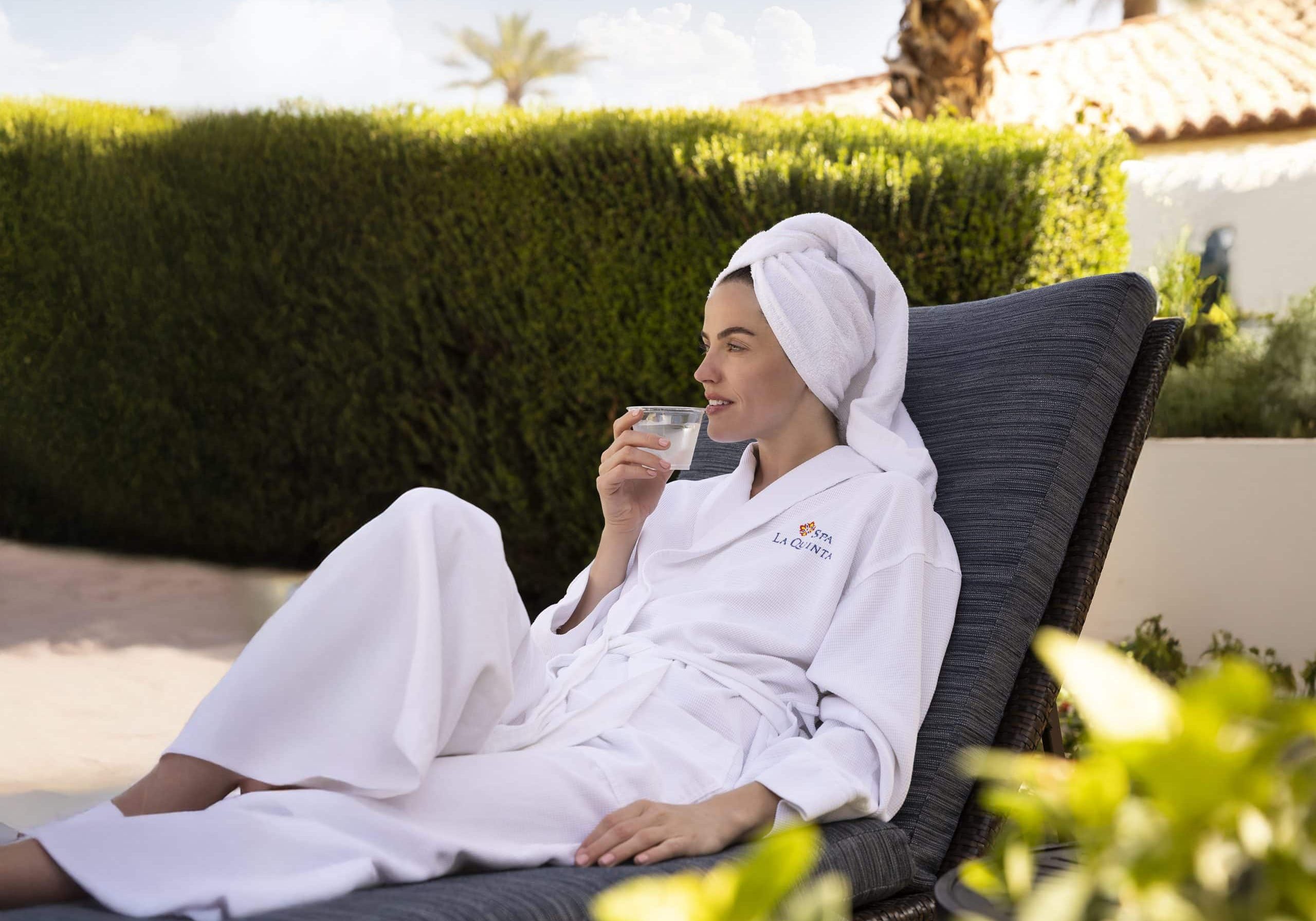 Woman enjoying a spa treatment at La Quinta Resort & Club during spring break.